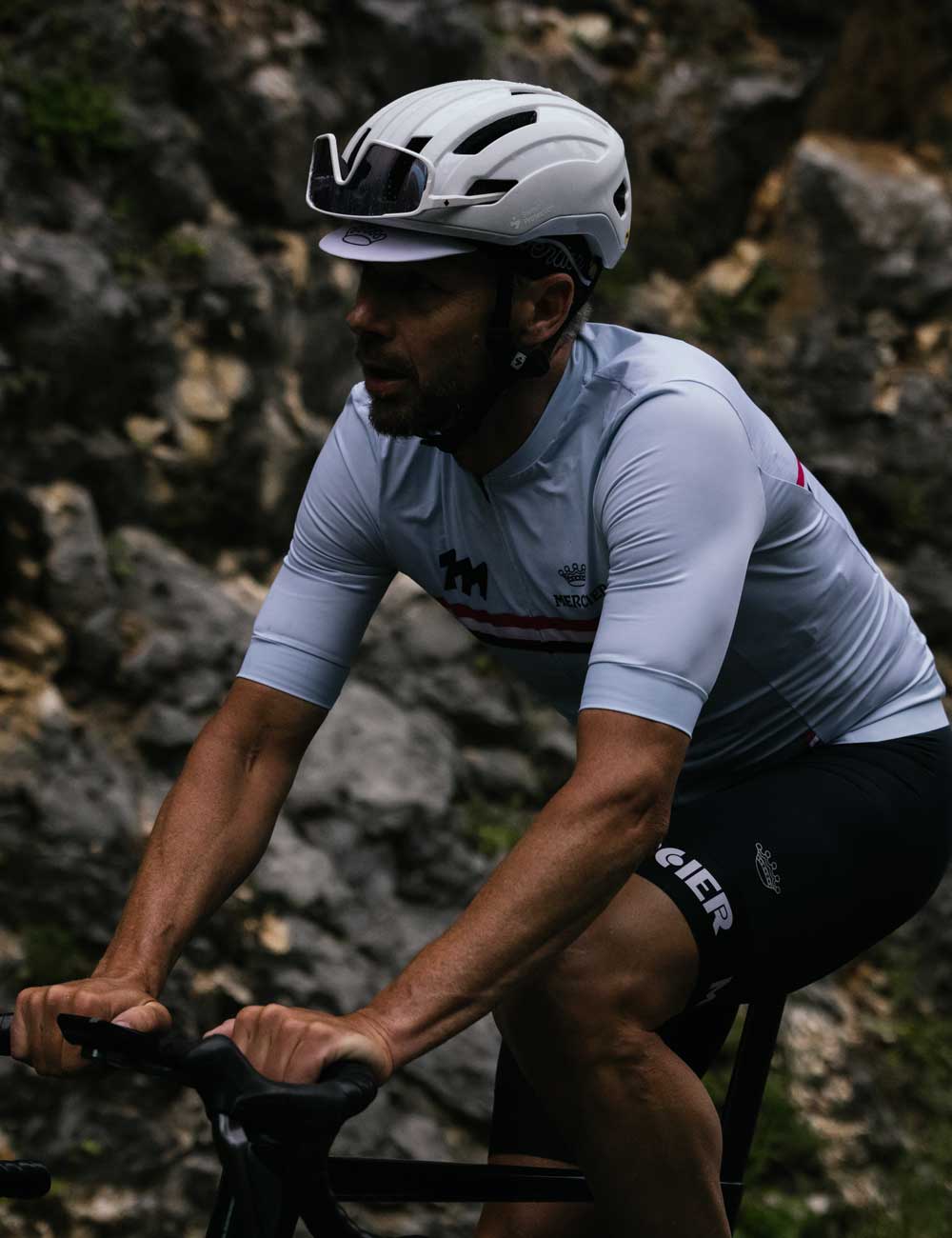 Detail of the Ernest cycling shorts worn